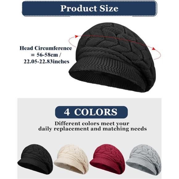 4 Pcs, Women\'s Beanie Hat Knitted Caps with Visor main image 4
